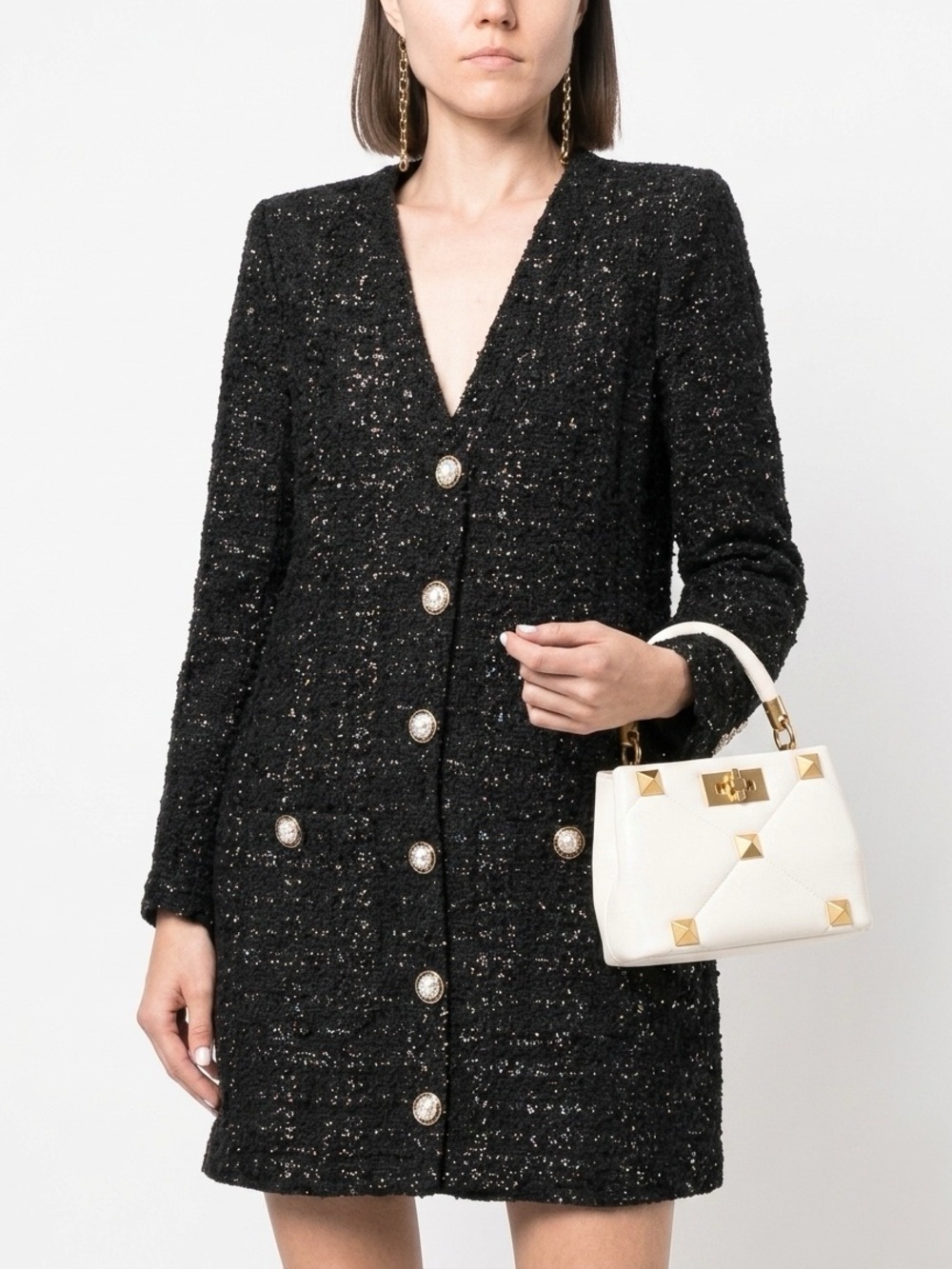 VERONICA BEARD Kenai Tweed Blazer Dress in Black Sz 12
